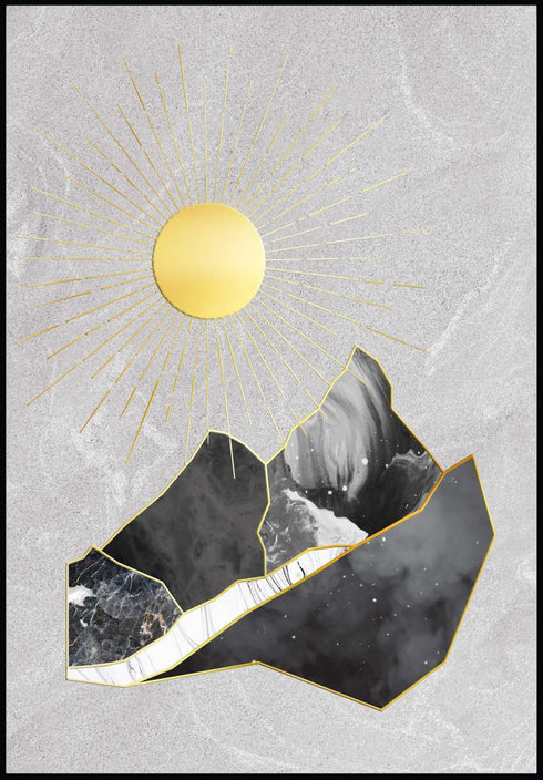 Graue Berge, echtes Gold-Poster